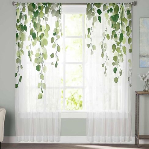 Turquoise Coastal Sheer Curtains 84 Inches Long 2 Panels Set for Living Room, Summer Beach Semi Sheer Curtains for Windows, Anchor Botanical Nautical Voile Window Treatments Privacy Curtain in Saudi Arabia