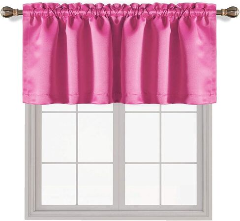 ستائر EcoDrapes Valance للمطبخ والنوافذ صغيرة الحجم والحمام وجيب قضيب المقهى من قماش البوليستر (ذهبي وردي، عرض 21 بوصة وطول 8 بوصة - لوحة واحدة) in Saudi Arabia