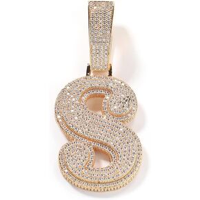 The Jewelers House Big Iced Out Hip Hop Custom 14K Yellow Gold Finish Simulated Diamond Bling Letter Name Initial Alphabet Pendant Charm Necklace 3.25 Inches, Free Chain in Saudi Arabia