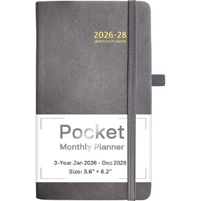 2025-2027 Pocket Monthly Planner, 3 Year Calendar 2025-2027, 6.2’’ x 3.6’’, Small Pocket Calendar 2025, 36 Months from Jan 2025 - Dec 2027, Hardcover, Back Pocket, Thick Paper, Lightweight to carry in Kuwait