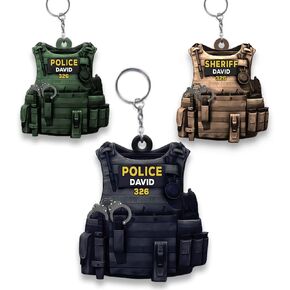 Custom Police Gifts Keychain - Personalized Keychain for Him, Dad in Kuwait