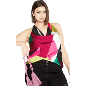 قميص نسائي من City Chic بمقاس كبير، طباعة رقبة على شكل قلنسوة من Chloe، in Kuwait