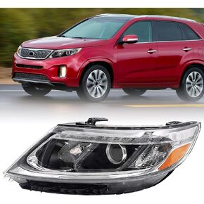 مجموعة المصابيح الأمامية متوافقة مع المصابيح الأمامية الهالوجين Kia Sorento EX SX 2014 2015 مع استبدال عدسة شفافة LED DRL مع لمبة (الجانب الأيسر للسائق) in Kuwait