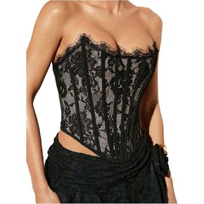 Women's Y2K Floral Corset Tops Renaissance Bustier Corset Lace-Up Backless Bustier Party Rave Club Going Tops in Kuwait