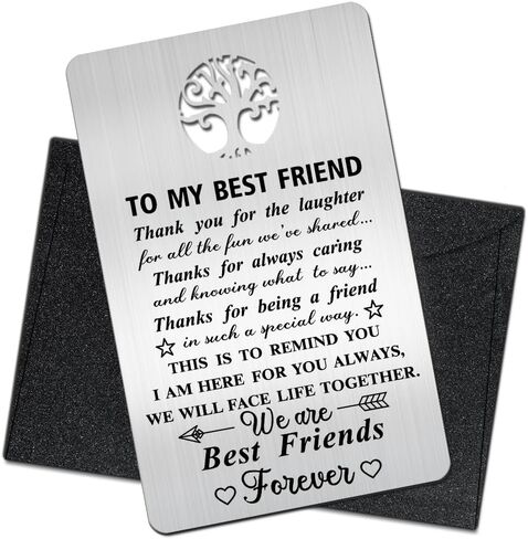 بطاقة محفظة To My Bestie، بطاقة إدراج محفظة معدنية منقوشة من Bestie، هدية صداقة للنساء، هدايا عيد ميلاد شكرًا لك على الصداقة لأخت Bestie BFF in Kuwait