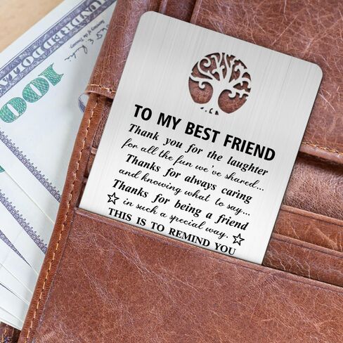 بطاقة محفظة To My Bestie، بطاقة إدراج محفظة معدنية منقوشة من Bestie، هدية صداقة للنساء، هدايا عيد ميلاد شكرًا لك على الصداقة لأخت Bestie BFF in Kuwait