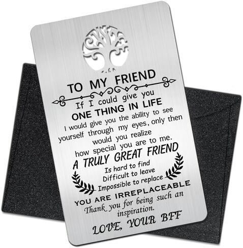 To My Bestie Wallet Card, Engraved Metal Wallet Insert Card from Bestie, Friendship Gift for Women, Birthday Thank You Friendship Gifts for Bestie Sister BFF in Saudi Arabia