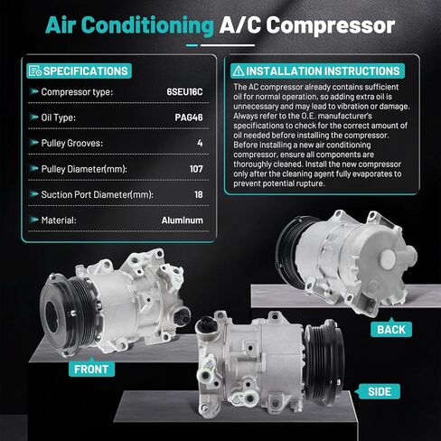 A/C Compressor Fit for Hyundai Azera, Santa Fe, Sonata, for Kia Optima Sorento Magentis Amanti Air Compressor with Clutch CO 10916C Automotive Replacement AC Compressor Clutch Kit 977011U100 in Saudi Arabia