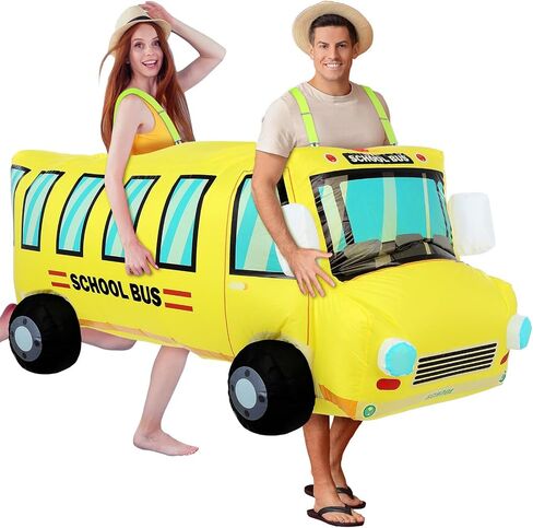 Couple Inflatable School Bus Costume for Adult Halloween Costumes 2 People Funny School Bus Costumes for Men Women Cosplay in Saudi Arabia