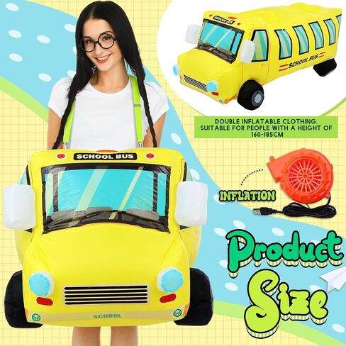 Couple Inflatable School Bus Costume for Adult Halloween Costumes 2 People Funny School Bus Costumes for Men Women Cosplay in Saudi Arabia