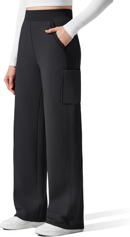 G4Free Flurrylux Womens Cargo Fleece Lined Sweatpants Cotton Baggy Wide Leg Pants with Pockets Lounge in Saudi Arabia