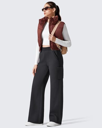 G4Free Flurrylux Womens Cargo Fleece Lined Sweatpants Cotton Baggy Wide Leg Pants with Pockets Lounge in Saudi Arabia