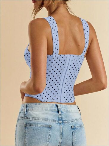 SOLY HUX Women's Polka Dots Corset Tops Y2k Sleeveless Bustier Going Out Crop Tank Top in Saudi Arabia