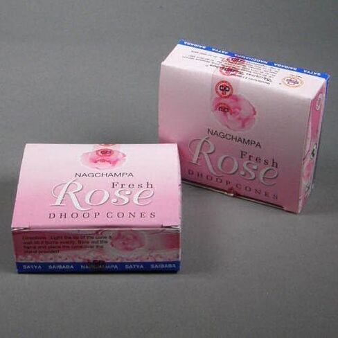 Satya Sai Baba Nag Champa Fresh Rose Incense Dhoop Cones, Pair of 12 Cone Boxes - (IN13) by Satya Sai in Saudi Arabia