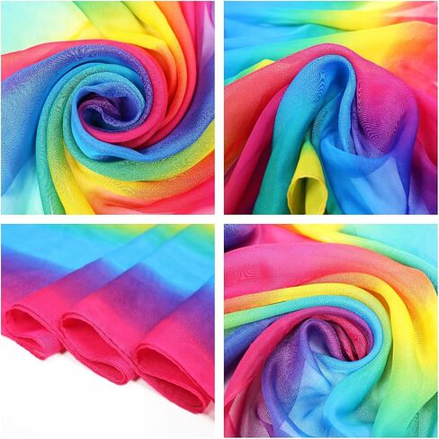Xixiuly Womens Fashion Scarf Chiffon Colorful Rainbow Lightweight Shawl Wraps Hair Head Scarf Sunscreen Party Dancing Scarf in Saudi Arabia