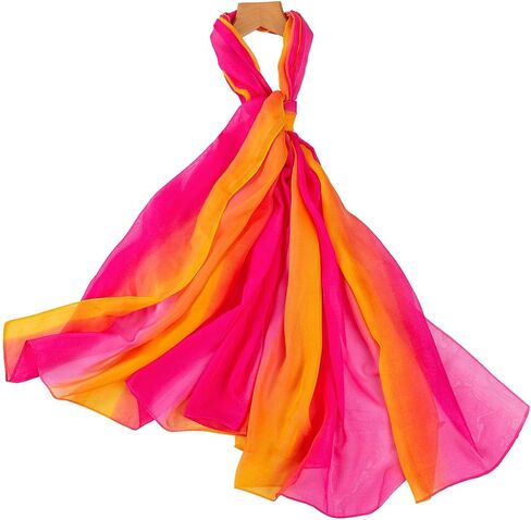 Xixiuly المرأة وشاح الموضة الشيفون الملونة قوس قزح خفيفة الوزن شال يلتف الشعر وشاح الرأس واقية من الشمس وشاح حفلة الرقص in Kuwait