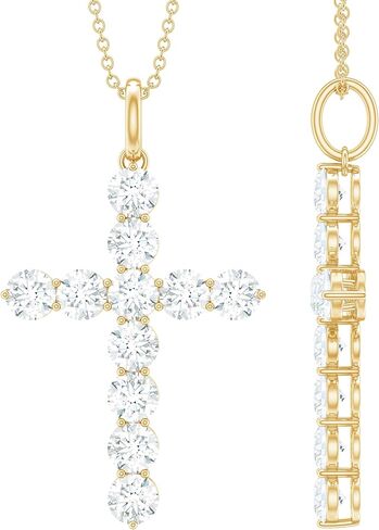 Certified Moissanite Cross Pendant with Chain, D-Vs1 Quality, Moissanite Religious Necklace (Ready To Gift) in Saudi Arabia