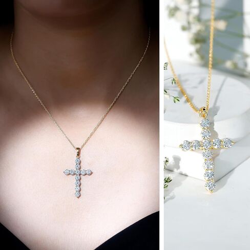 Certified Moissanite Cross Pendant with Chain, D-Vs1 Quality, Moissanite Religious Necklace (Ready To Gift) in Saudi Arabia
