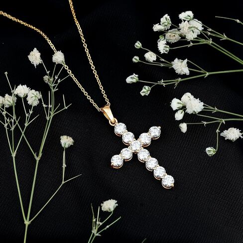 Certified Moissanite Cross Pendant with Chain, D-Vs1 Quality, Moissanite Religious Necklace (Ready To Gift) in Saudi Arabia
