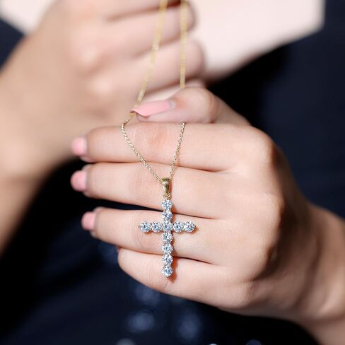 Certified Moissanite Cross Pendant with Chain, D-Vs1 Quality, Moissanite Religious Necklace (Ready To Gift) in Saudi Arabia