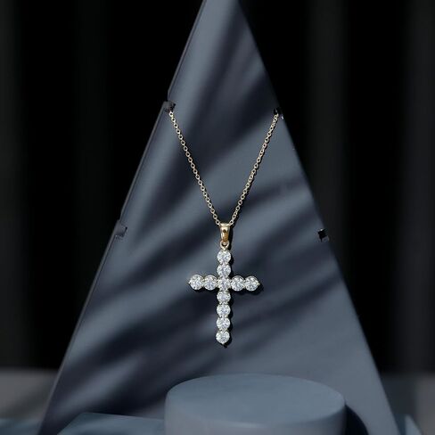 Certified Moissanite Cross Pendant with Chain, D-Vs1 Quality, Moissanite Religious Necklace (Ready To Gift) in Saudi Arabia
