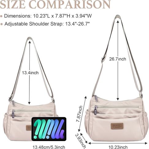 WITERY Crossboby Bags for Women - Waterproof Nylon Multi-Pocket Crossboby Purse for Women, Pocketbooks Medium Travel Purses in Saudi Arabia