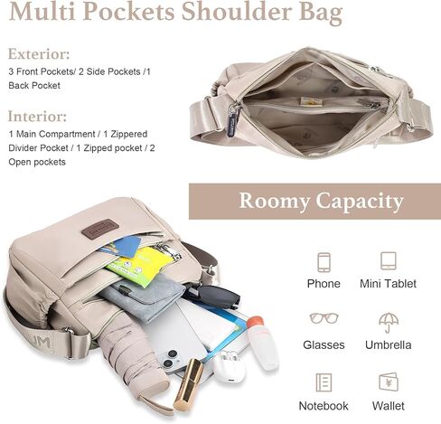 WITERY Crossboby Bags for Women - Waterproof Nylon Multi-Pocket Crossboby Purse for Women, Pocketbooks Medium Travel Purses in Saudi Arabia