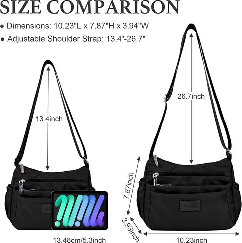 WITERY Crossboby Bags for Women - Waterproof Nylon Multi-Pocket Crossboby Purse for Women, Pocketbooks Medium Travel Purses in Saudi Arabia