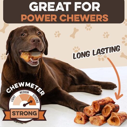 BRUTUS & BARNABY Marrow Bones for Dogs – 100% USA-Sourced Beef Bones – Long-Lasting, All-Natural Dog Chews – High Protein, Supports Dental Health, (3-pk) – Made in The USA in Kuwait