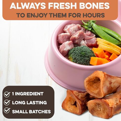 BRUTUS & BARNABY Marrow Bones for Dogs – 100% USA-Sourced Beef Bones – Long-Lasting, All-Natural Dog Chews – High Protein, Supports Dental Health, (3-pk) – Made in The USA in Kuwait