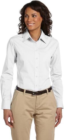 Harriton M510W Ladies Value Poplin Button Down Shirt in Kuwait