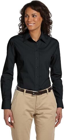 Harriton M510W Ladies Value Poplin Button Down Shirt in Kuwait