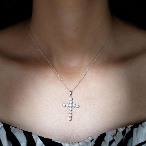 Certified Moissanite Cross Pendant with Chain, D-Vs1 Quality, Moissanite Religious Necklace (Ready To Gift) in Saudi Arabia