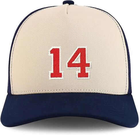 Trendy Apparel Shop Number 14 Varsity Font Embroidered 5 Panel Structured Snapback Cap in Saudi Arabia