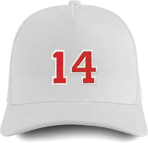 Trendy Apparel Shop Number 14 Varsity Font Embroidered 5 Panel Structured Snapback Cap in Saudi Arabia