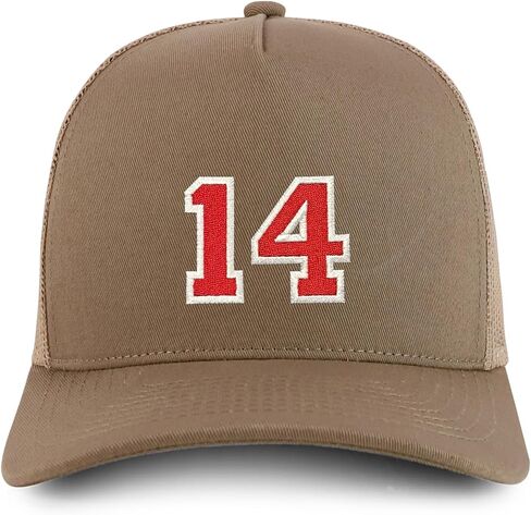 Trendy Apparel Shop Number 14 Varsity Font Embroidered 5 Panel Structured Snapback Cap in Saudi Arabia