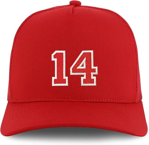 Trendy Apparel Shop Number 14 Varsity Font Embroidered 5 Panel Structured Snapback Cap in Saudi Arabia