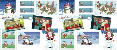 Stonehouse Collection Box Set of Golf Christmas Card Variety Pack 24 Cards & Envelopes - Funny Holiday Golf Cards in Kuwait