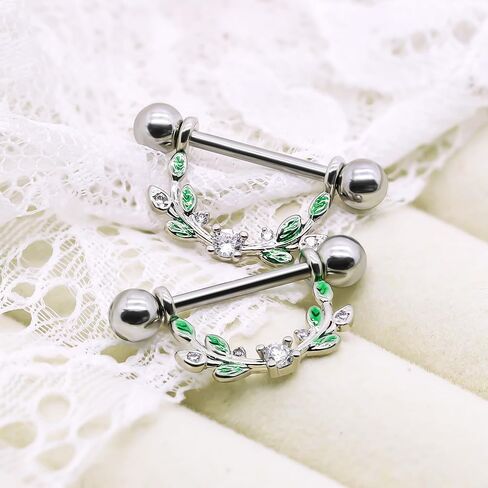 2pcs 14G Nipple Rings Flower Nipple Bars Surgial Steel 316L Nipple Piercing Jewelry Heart Nipple Barbell for Women in Kuwait