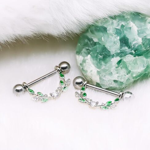 2pcs 14G Nipple Rings Flower Nipple Bars Surgial Steel 316L Nipple Piercing Jewelry Heart Nipple Barbell for Women in Kuwait