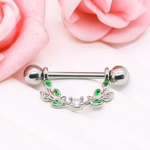 2pcs 14G Nipple Rings Flower Nipple Bars Surgial Steel 316L Nipple Piercing Jewelry Heart Nipple Barbell for Women in Kuwait