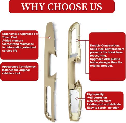 إصلاح مسند الذراع الجانبي للسائق الأمامي مع مقبض تحرير الباب فوق باب مسند الذراع متوافق مع تشيفي سيلفرادو تاهو سوبربان أفالانش، جي إم سي سييرا يوكون 2010-2014،27 ​​بوصة - أسمر - GM# 84127282,80995 in Kuwait