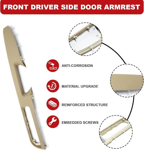 إصلاح مسند الذراع الجانبي للسائق الأمامي مع مقبض تحرير الباب فوق باب مسند الذراع متوافق مع تشيفي سيلفرادو تاهو سوبربان أفالانش، جي إم سي سييرا يوكون 2010-2014،27 ​​بوصة - أسمر - GM# 84127282,80995 in Kuwait