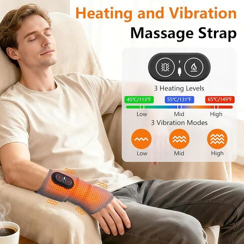 Cordless Wrist Heating Pad, Hand Wrap Brace with 3 Heats and Vibrations, Versatile Heating Pad for Knee, Elbow, Wrist, Ankle in Kuwait