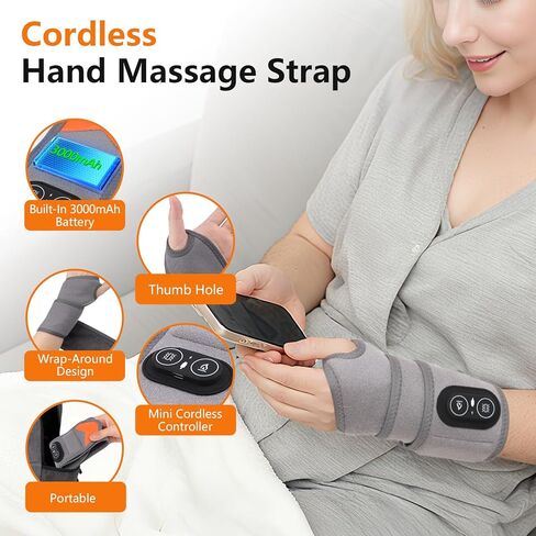 Cordless Wrist Heating Pad, Hand Wrap Brace with 3 Heats and Vibrations, Versatile Heating Pad for Knee, Elbow, Wrist, Ankle in Kuwait