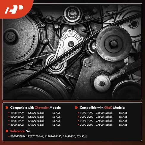 A-Premium Heavy-Duty Serpentine Drive Belt Compatible with Chevrolet C6500 Kodiak & GMC C7500 Topkick, 1998 1999 2000 2001 2002, L6 7.2L, DIESEL in Saudi Arabia