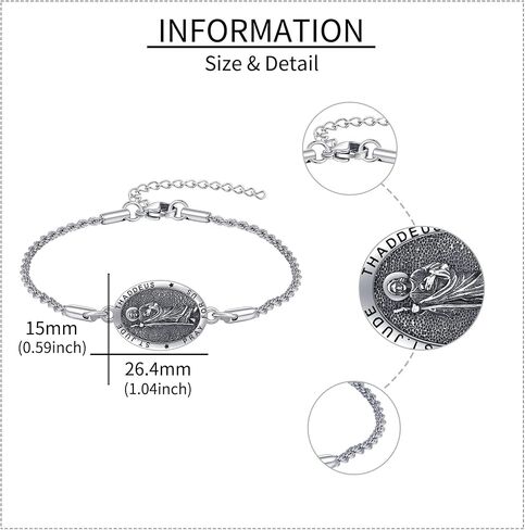 YAFEINI Saint Jude Bracelet for Women 925 Sterling Silver Saint Jude Bracelets Jewelry Gifts in Saudi Arabia