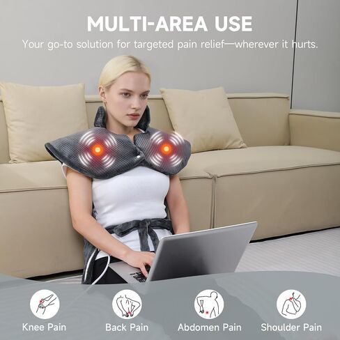 Heating pad for Neck - Wearable Electric Heating Pads for Back, Shoulder and Waist, Large Heat Pad with 4 Massage Modes & 2 Heat Levels, 24"x35", 4 Motor, Gray in Saudi Arabia