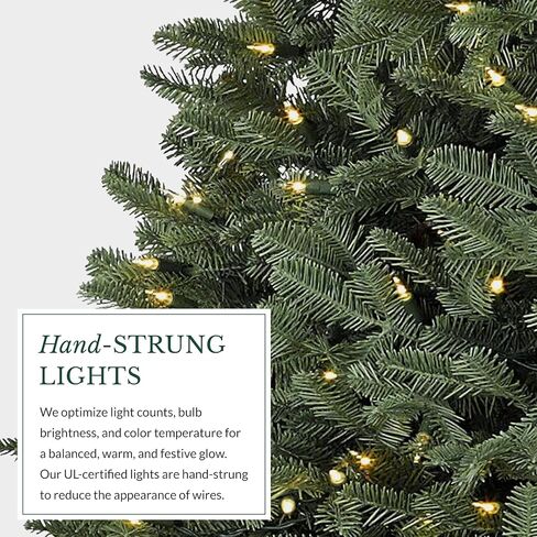 Balsam Hill BH Balsam Fir Full Tree - Realistic Artificial Christmas Tree, Premium Stand, Storage Bag & Easy Assembly for Indoor Holiday Decorating, LED Clear, 7.5ft in Saudi Arabia