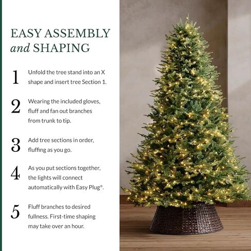 Balsam Hill BH Balsam Fir Full Tree - Realistic Artificial Christmas Tree, Premium Stand, Storage Bag & Easy Assembly for Indoor Holiday Decorating, LED Clear, 7.5ft in Saudi Arabia